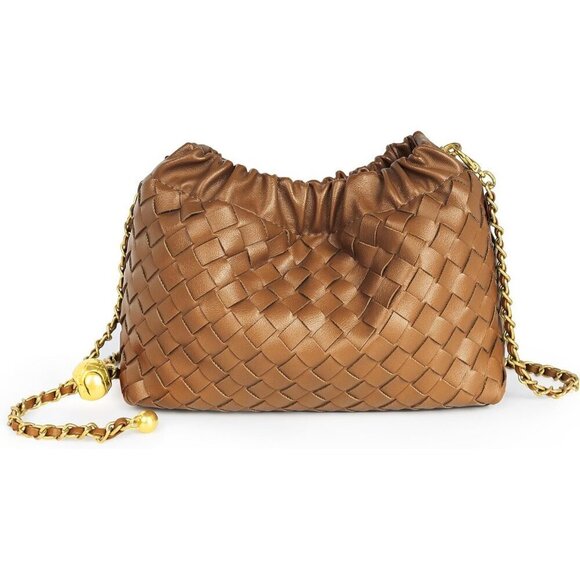 ⭐Women Dumpling dark Brown Clutch Purse Evening Cloud Purse Vegan Leather Hobo - Picture 1 of 7
